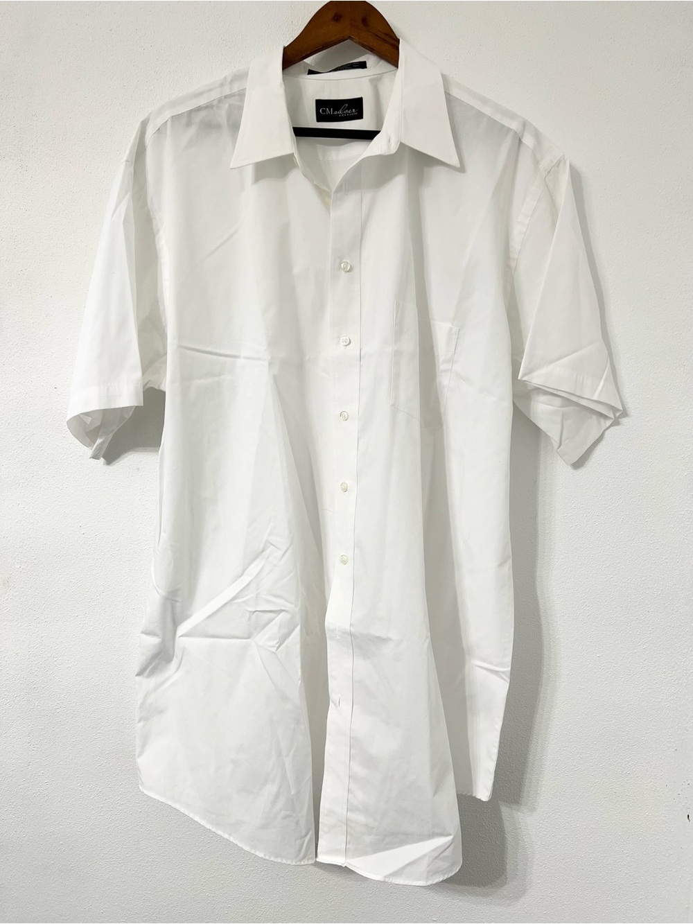 CM Silver Edition Big Men White Short Sleeve Dress Shirt Button Front